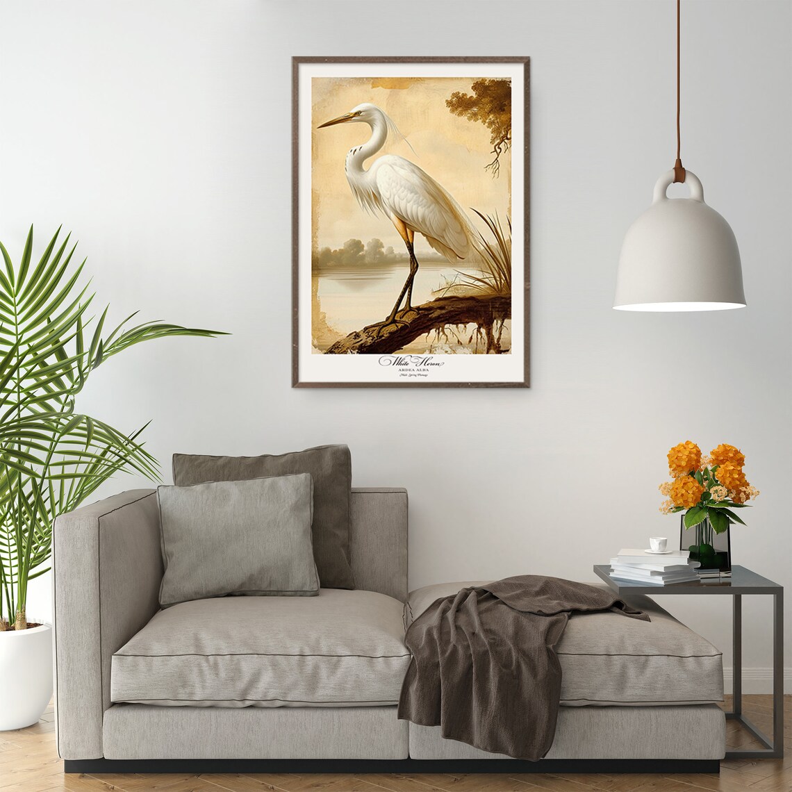 White Heron Bird Print, Vintage Nature Poster - Image 3