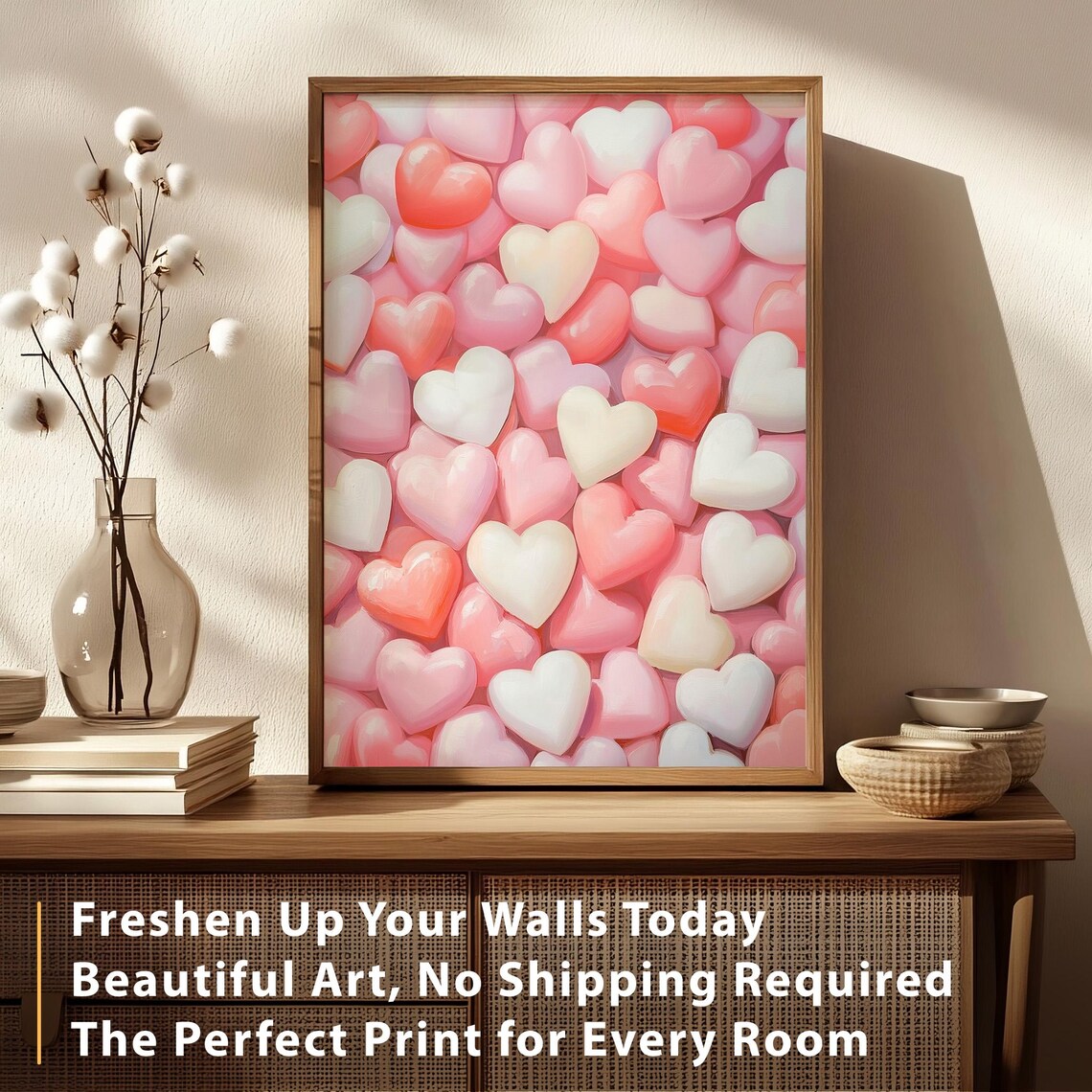 Pink Heart Candies Pile Glossy Sweet Valentine Wall Art Poster Print - Image 5