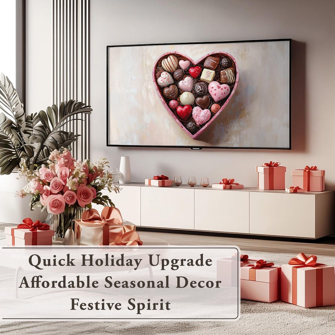 Heart Shaped Box Chocolates Painting Valentines Day Decor Poster - Image 6