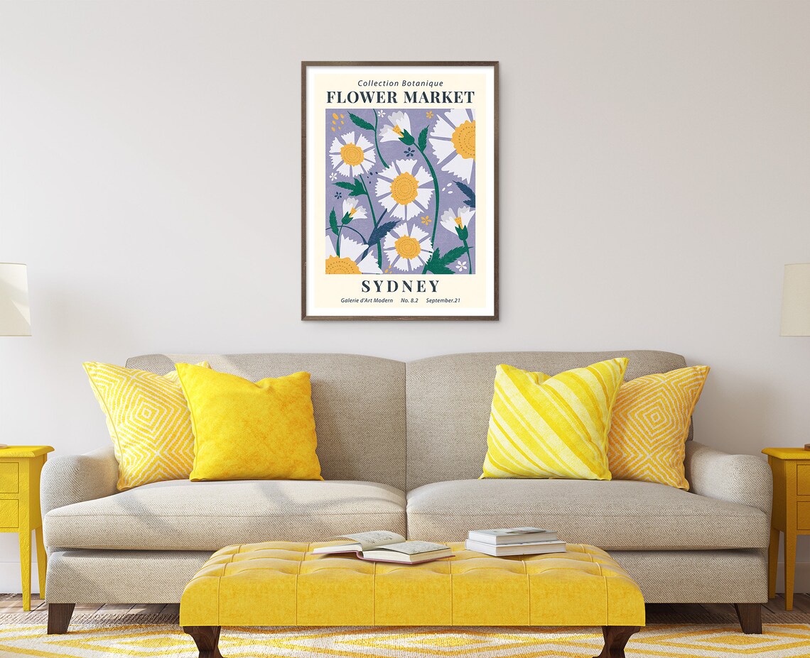 Sydney Flower Market Vintage Daisy Botanical Floral Art Poster - Image 3