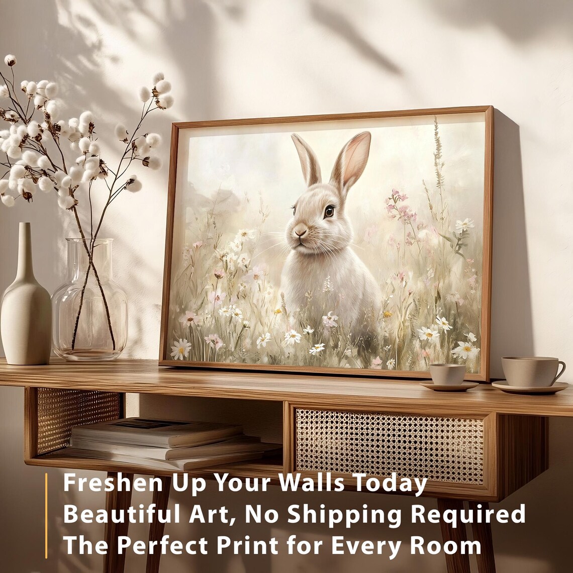 Easter Bunny Art Print, Cute Spring Nursery Decor - Image 3