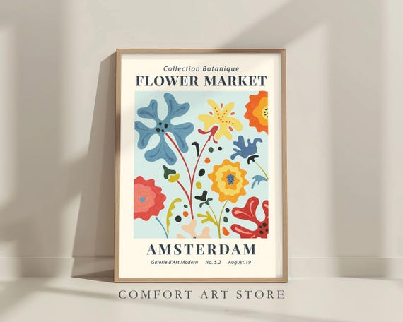 Flower Market Print Gallery Wall Art Botanical Print Floral Art Museum Exhibition Poster Flower Market Art Abstract Spring Flowers