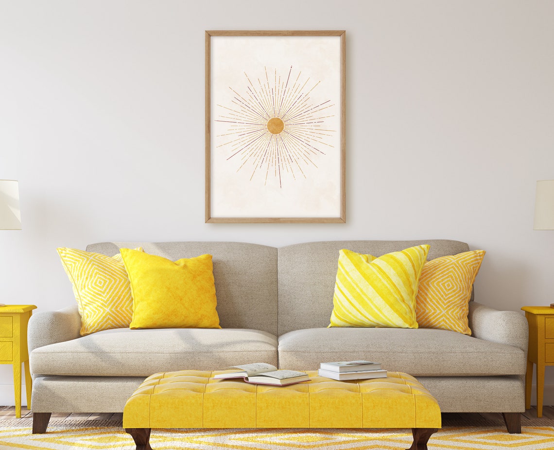 Minimalist Gold Sunburst Mid Century Modern Abstract Boho Sun Poster - Image 4