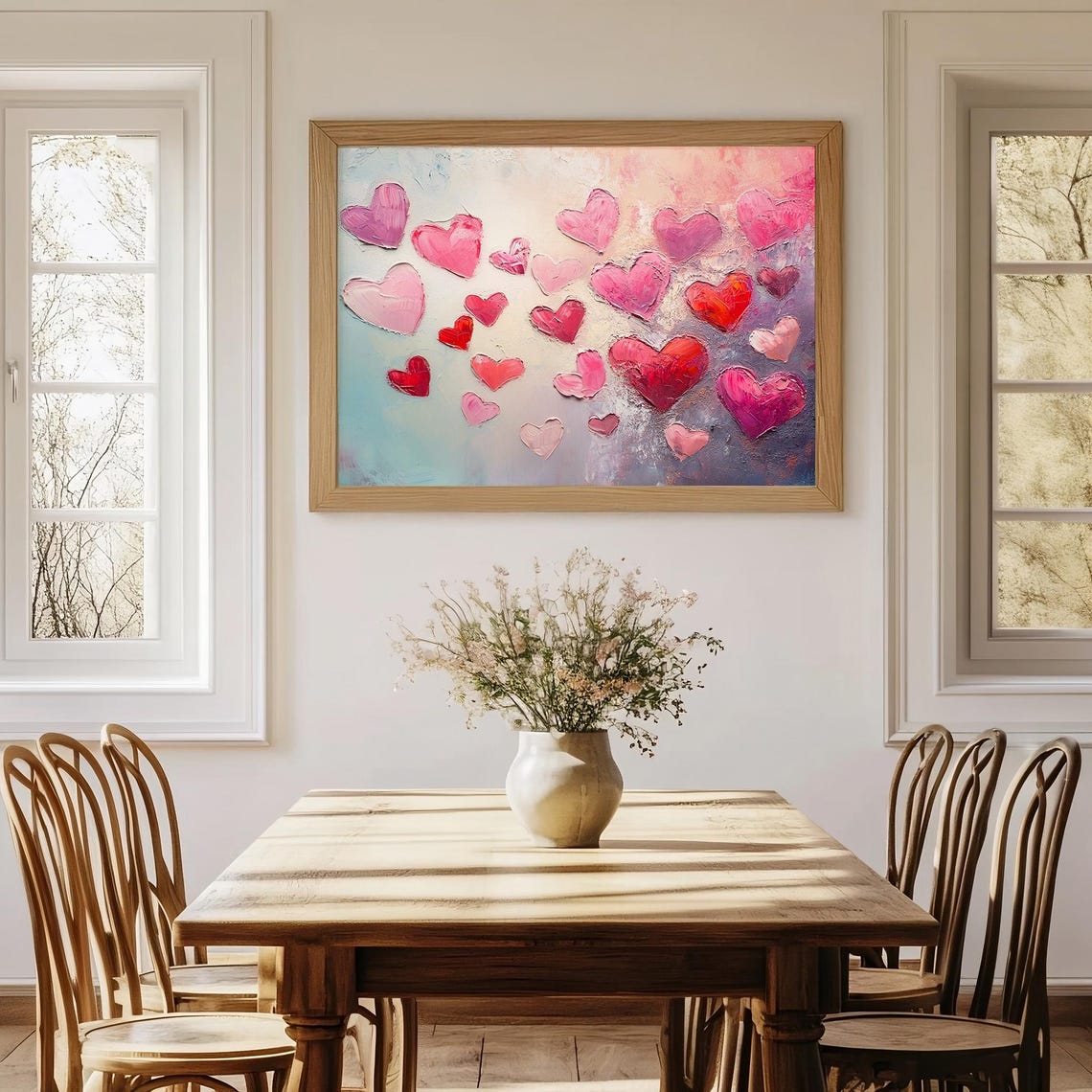 Scattered Pink and Red Hearts Textured Valentine Love Poster - Image 2