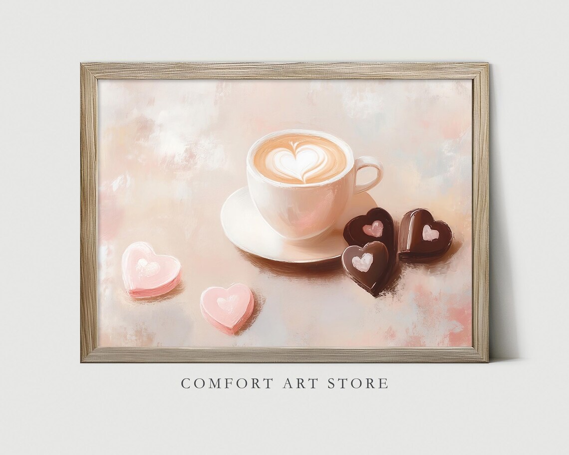 Vintage Heart Coffee Valentines Day Art Print - Image 2