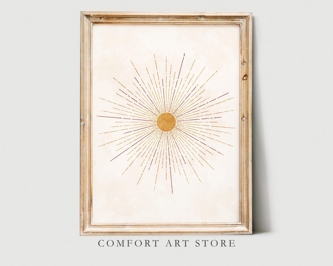 Boho Wall Art Print Boho Wall Decor Mid Century Modern Sunburst Illustration Sun Poster Minimalist Poster Boho Sunrise Art Sunset - Image 7