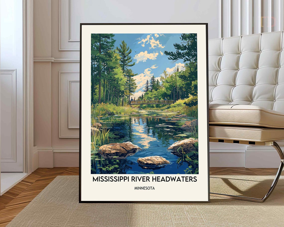 Mississippi River Headwaters Poster Mississippi River Headwaters Print Lake Itasca Poster Mississippi River Art Itasca State Park Art