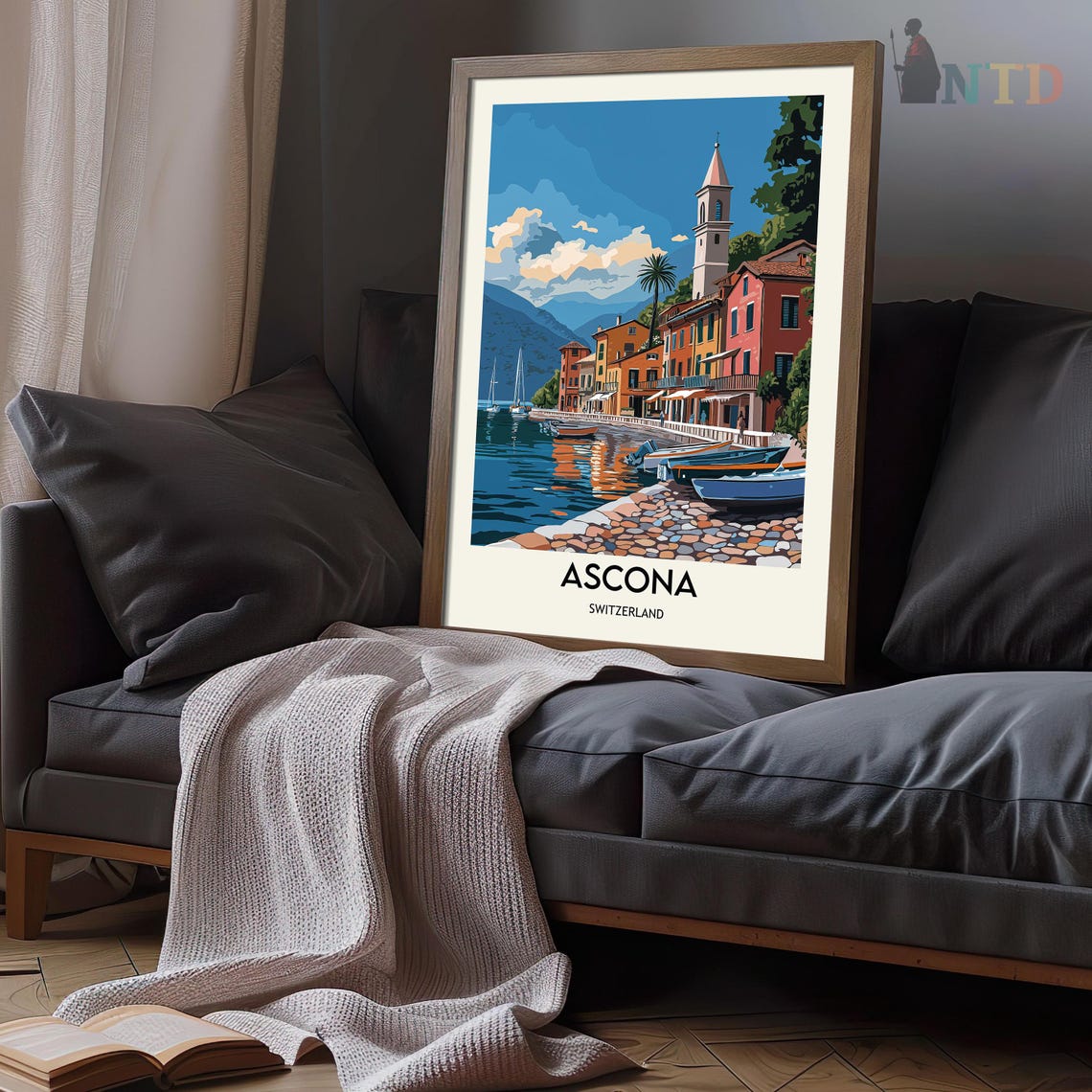 Ascona Switzerland Lake Maggiore Waterfront Old Town Travel Poster - Image 3