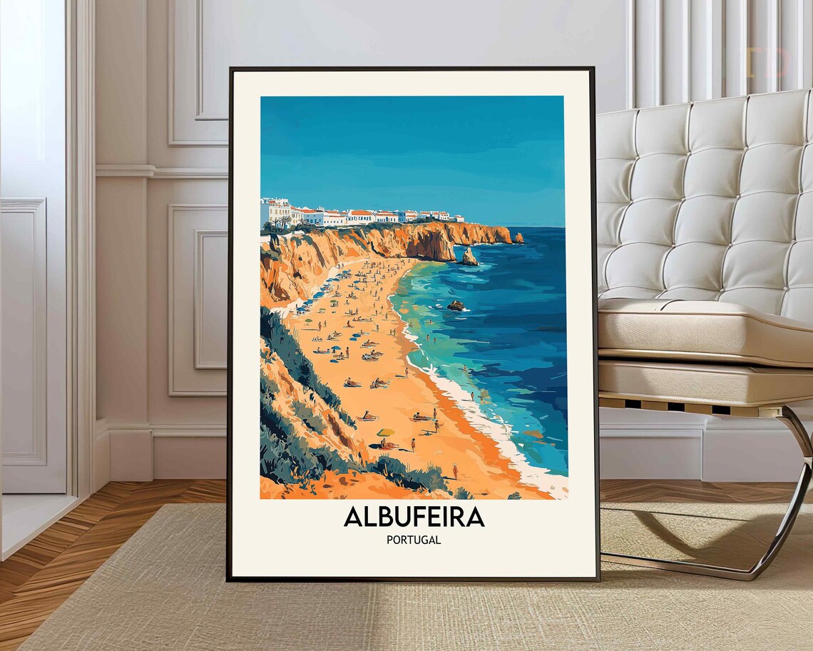 Albufeira Portugal Travel Poster, Europe Art Print