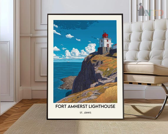 Fort Amherst Lighthouse Poster Wall Art Print St Johns