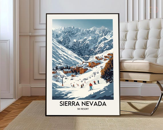 Sierra Nevada Ski Resort Poster Wall Art Print Spaon