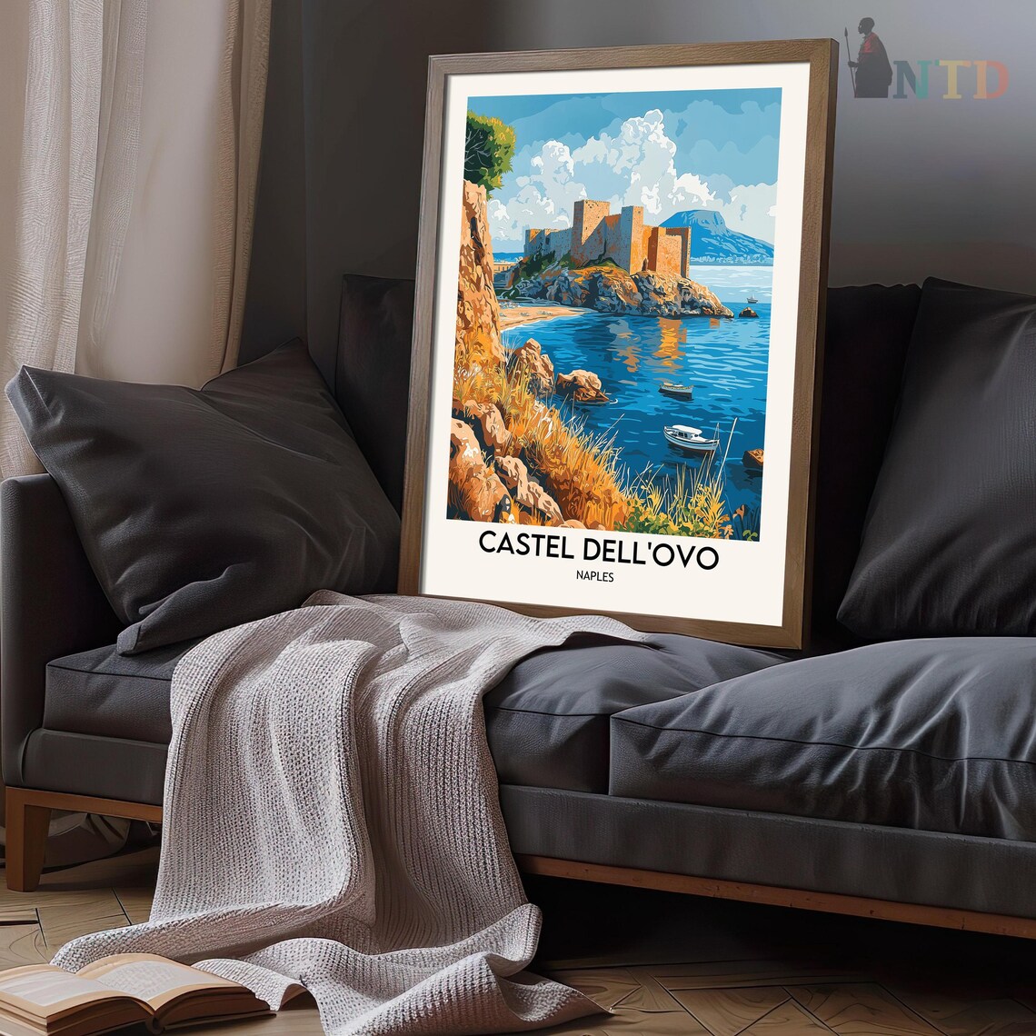 Castel Dell'Ovo Naples Bay Seaside Fortress Vintage Travel Poster - Image 3