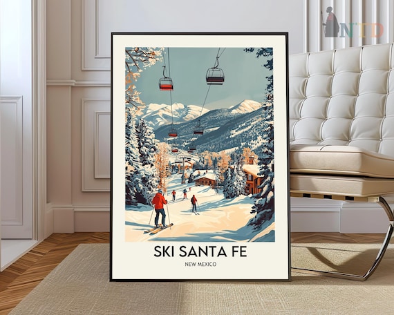Ski Santa Fe New Mexico Resort Vintage Winter Mountain Poster