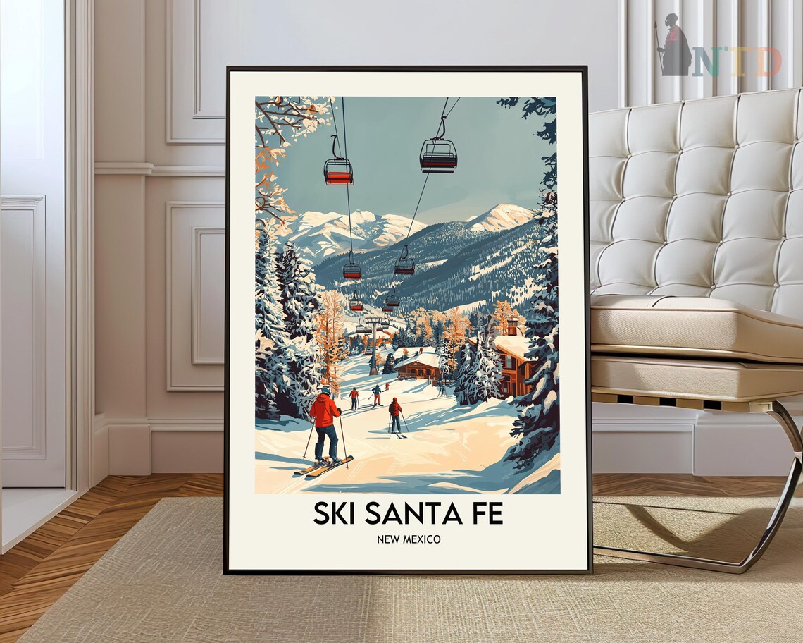 Ski Santa Fe New Mexico Resort Vintage Winter Mountain Poster