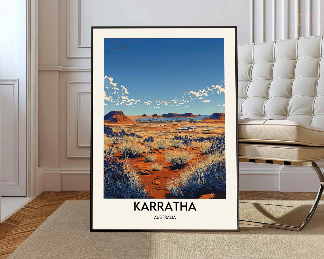 Karratha Australia Pilbara Outback Red Desert Travel Poster Art