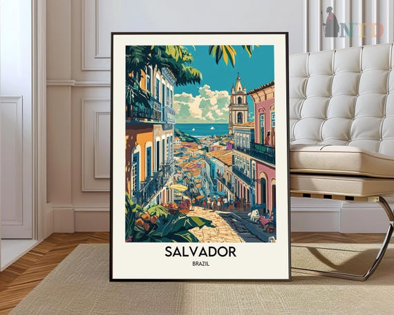 Salvador Travel Print Wall Art Hanging Home Decor Gift Lovers Brazil Poster