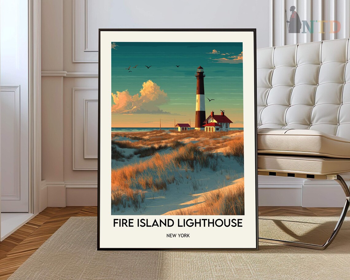 Fire Island Lighthouse Golden Hour Sunset Dunes New York Poster