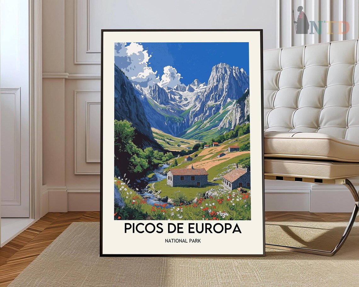 Picos de Europa National Park Spain Valley Cabins Wildflowers Poster