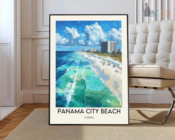 Panama City Beach Florida Aerial Shoreline Turquoise Water Travel Poster