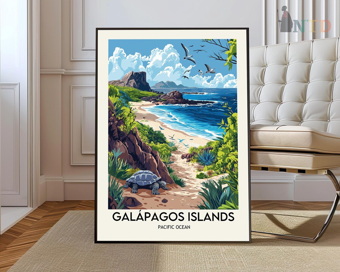 Galapagos Islands Travel Poster, Ecuador Wall Art Print