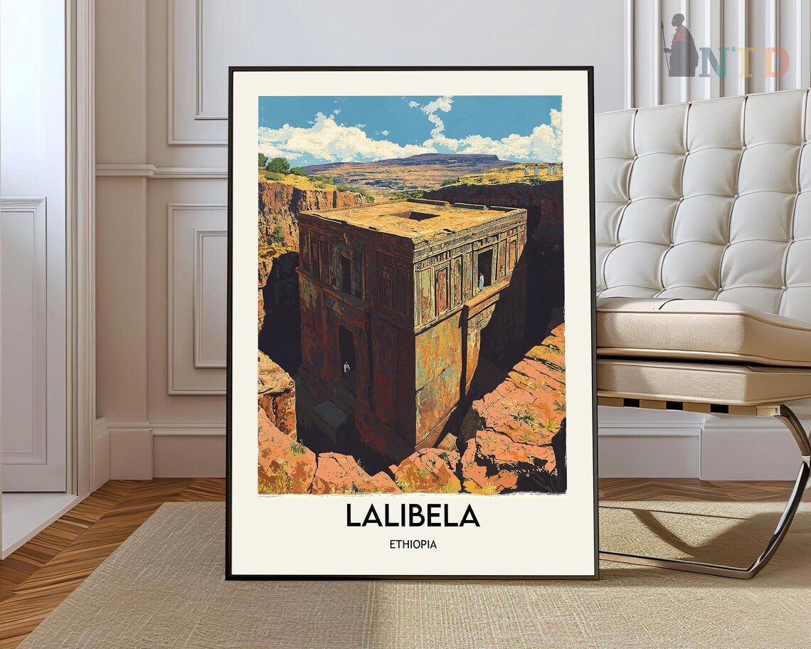 Ancient Rock Hewn Church of Lalibela Ethiopia Historic Poster