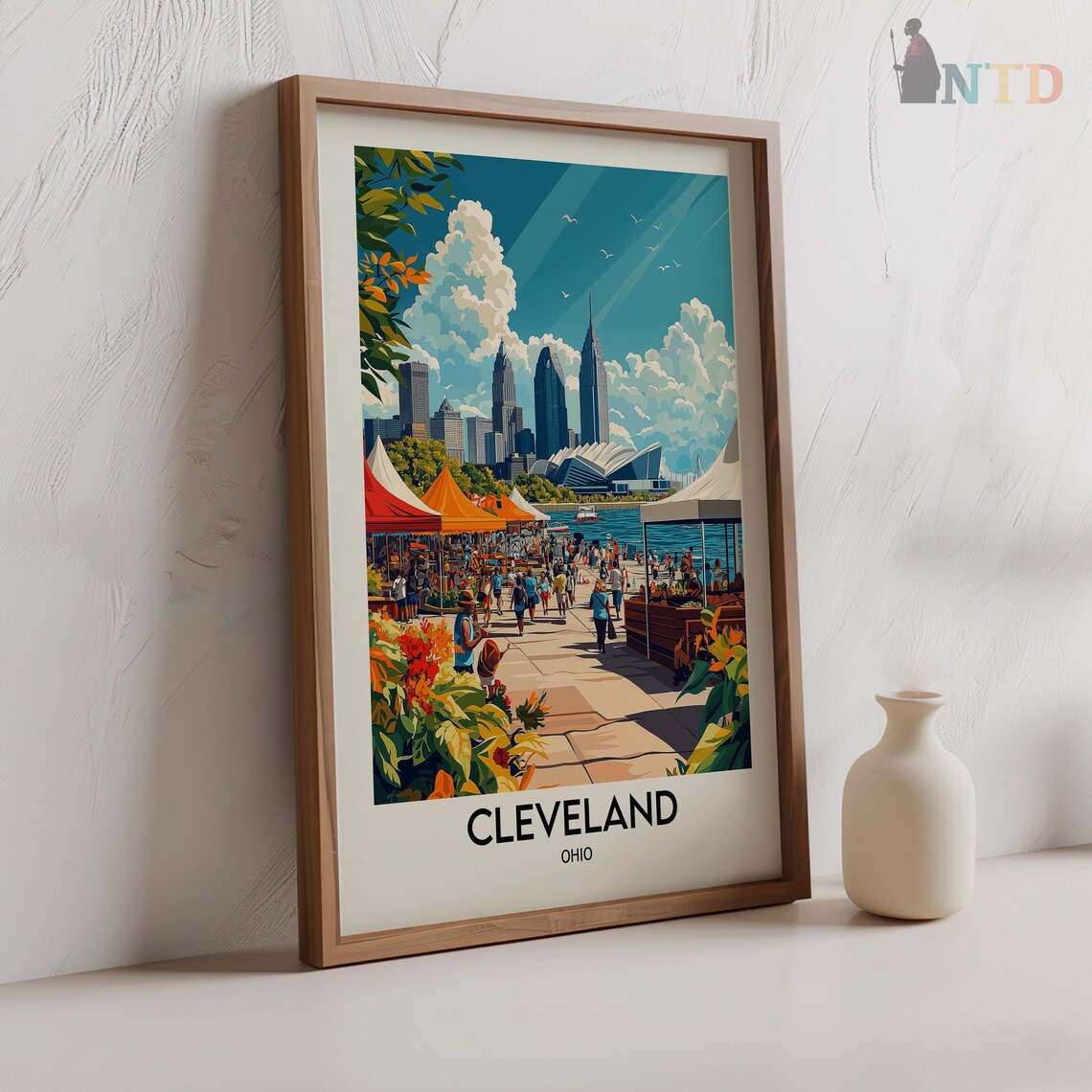 Cleveland Ohio Lakefront Festival Skyline Summer Market Day Poster - Image 2