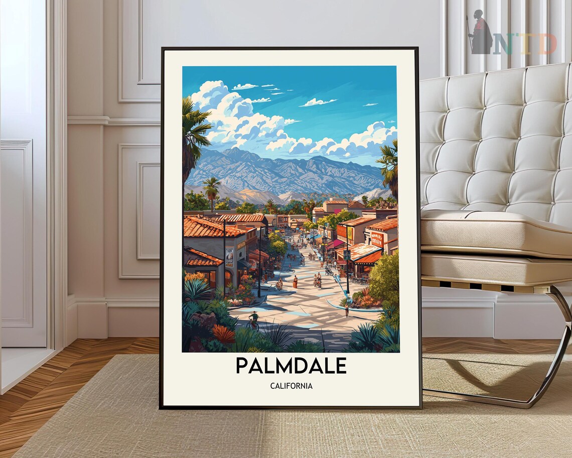 Palmdale California Mountain Street Vintage Style Travel Poster