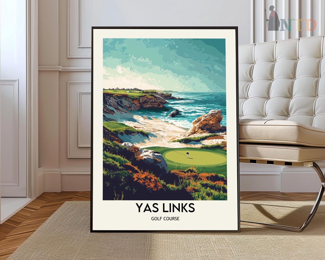 Yas Links Golf Course Coastal Art Poster Abu Dhabi In Vivid Color