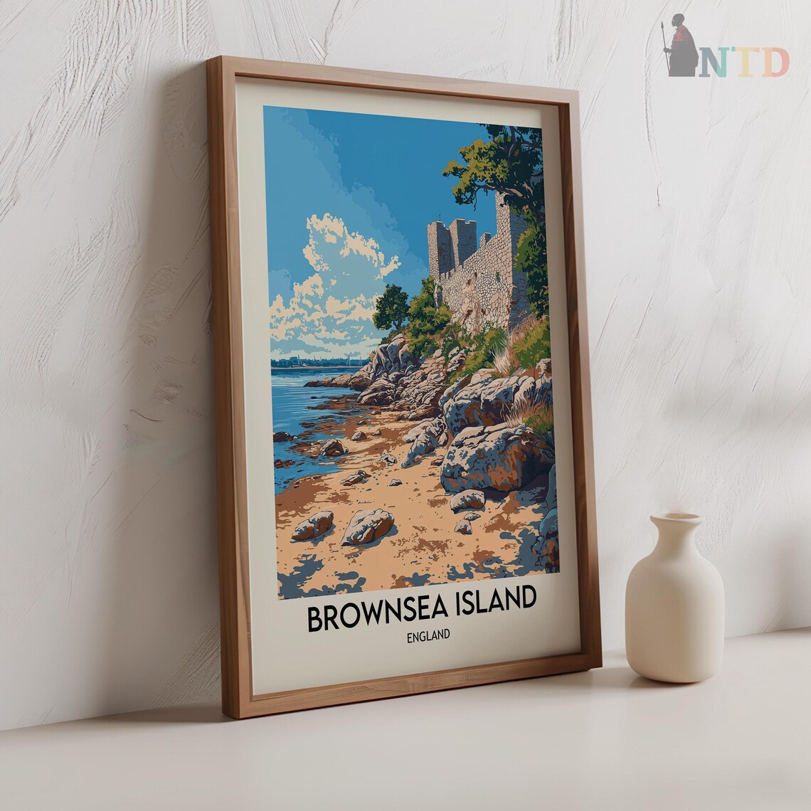 Brownsea Island Medieval Castle Rocky Shore Vintage Travel Poster - Image 2
