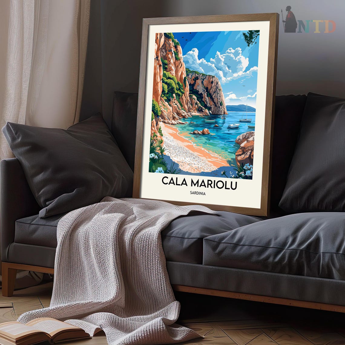 Cala Mariolu Sardinia Beach Cliffs Turquoise Bay Travel Poster - Image 3