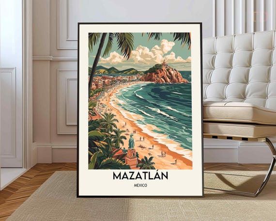 Mazatln Print Vintage Poster Art Photo Mexico Travel Gift