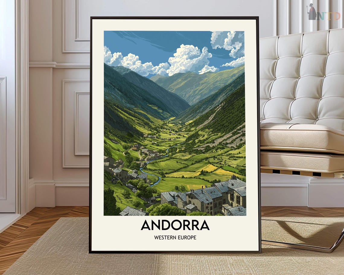 Andorra Mountain Village Rooftops Panoramic Valley View Poster