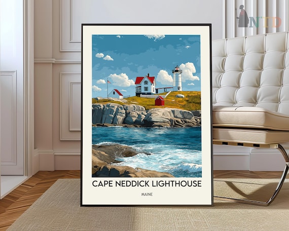Cape Neddick Lighthouse Keepers House Maine Ocean View Travel Poster