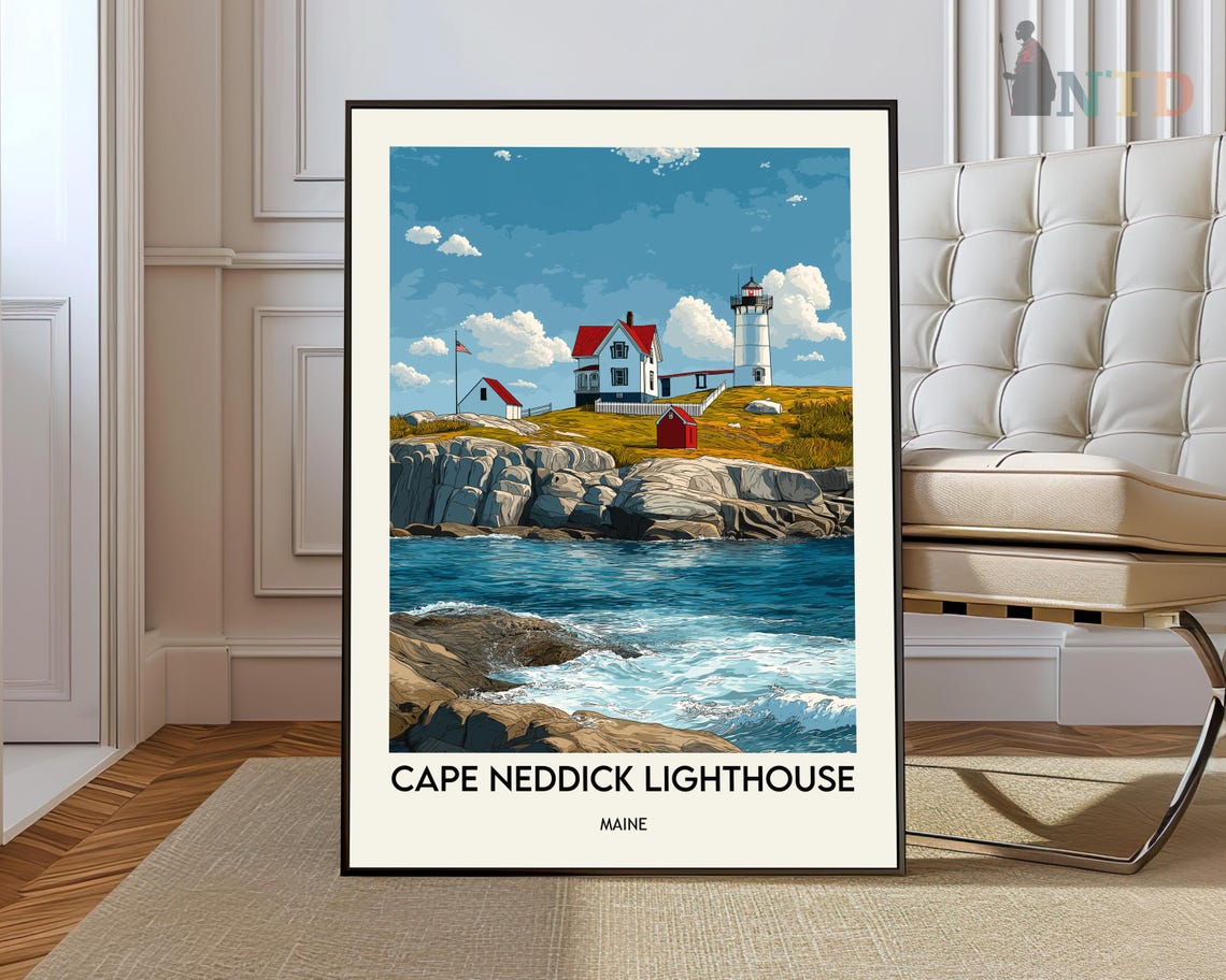 Cape Neddick Lighthouse Keepers House Maine Ocean View Travel Poster