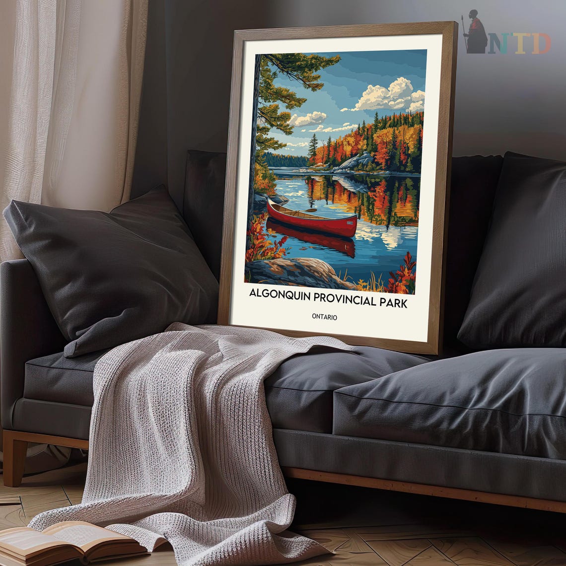 Algonquin Provincial Park Ontario Autumn Canoe Vintage Poster - Image 3