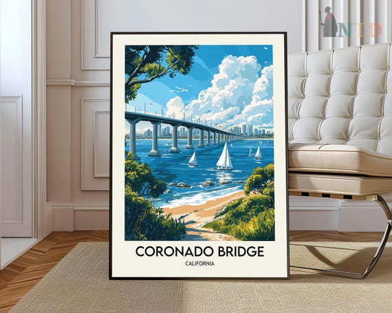 Coronado Bridge Print Coronado Bridge Poster Coronado Bridge Wall Art Coronado Bridge Travel Coronado Bridge Art Print Coronado Bridge