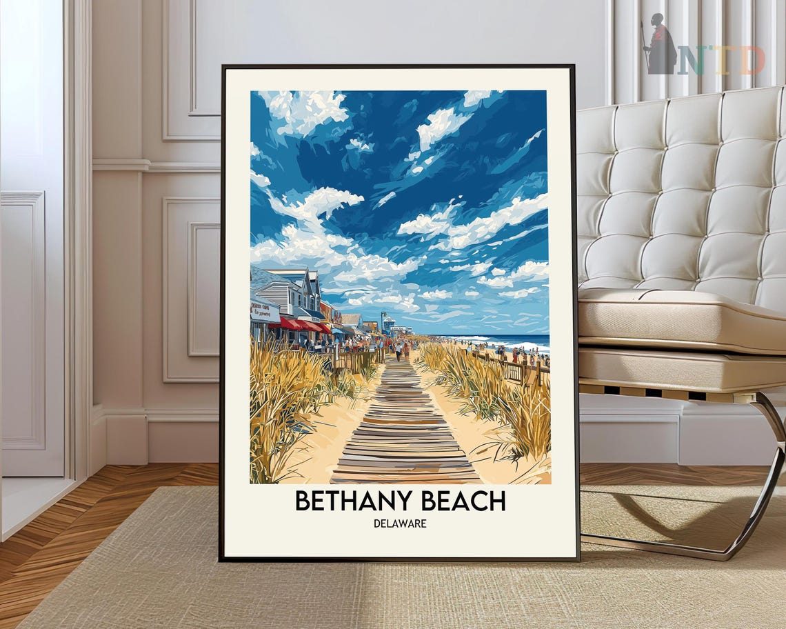 Bethany Beach Delaware Dune Path Beach Crowds Summer Travel Poster