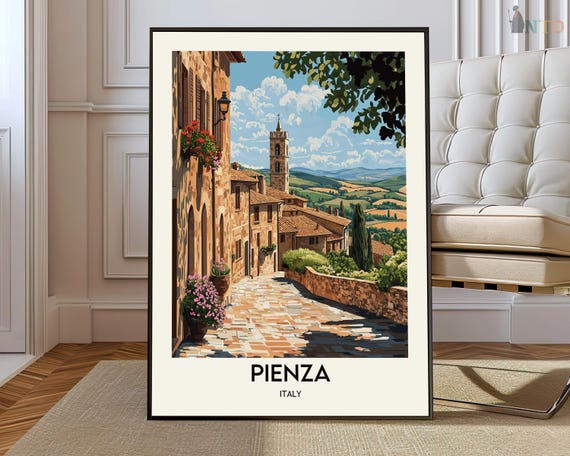 Pienza Italy Poster Wall Art Travel Print Tuscany Photo Countryside Map Gift