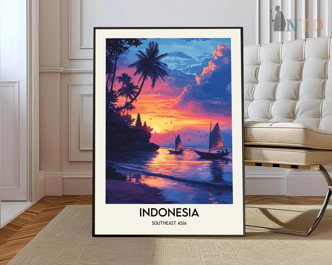 Bali Indonesia Travel Print Bali Travel Poster Indonesia Travel Print Southeast Asia Travel Poster Travel Gift Backpackers Gift