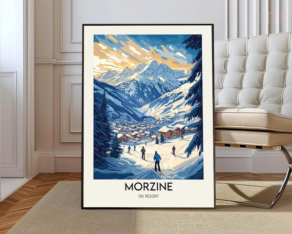 Morzine France Ski Resort Slopes Village Vintage Alpine Travel Poster