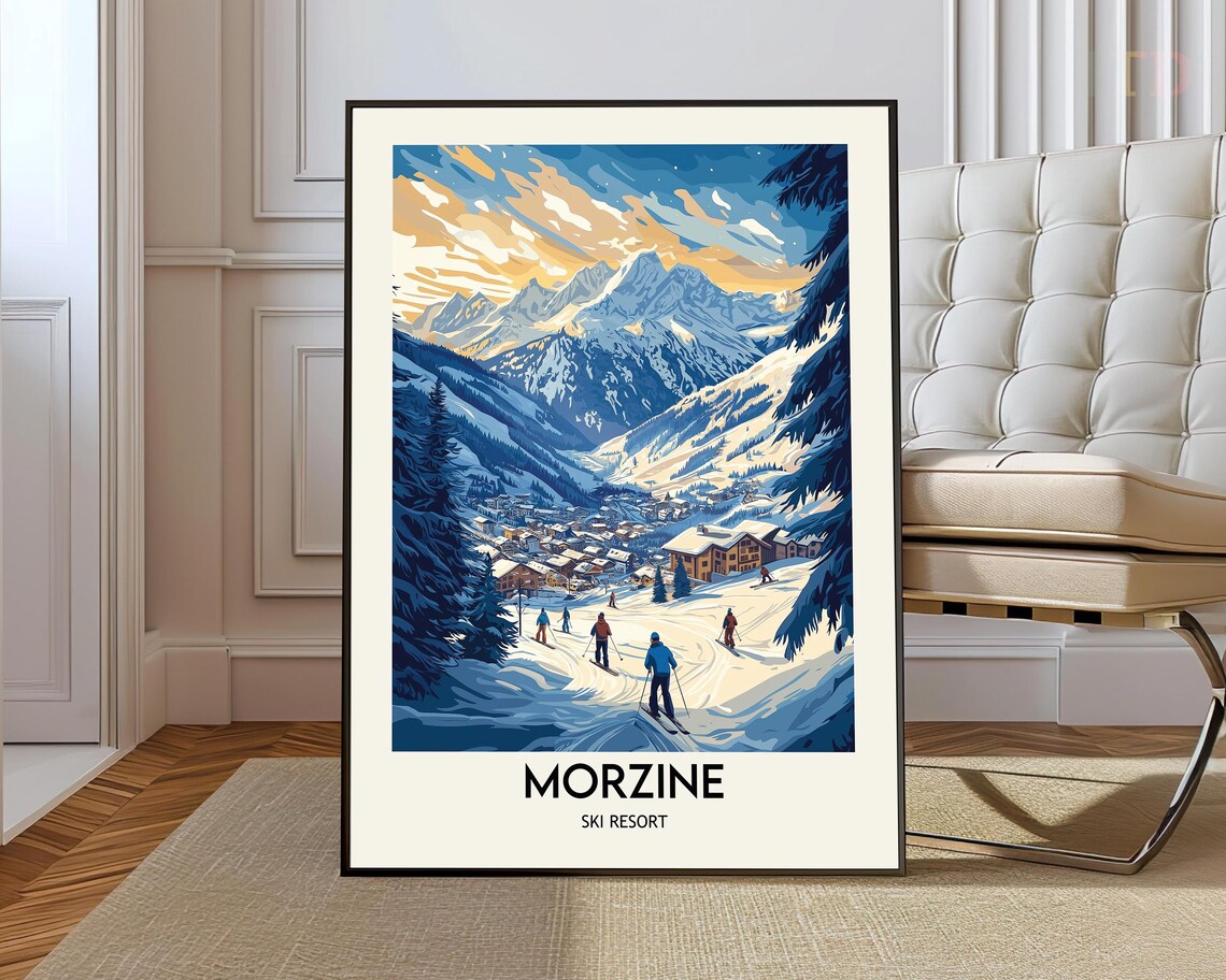 Morzine France Ski Resort Slopes Village Vintage Alpine Travel Poster