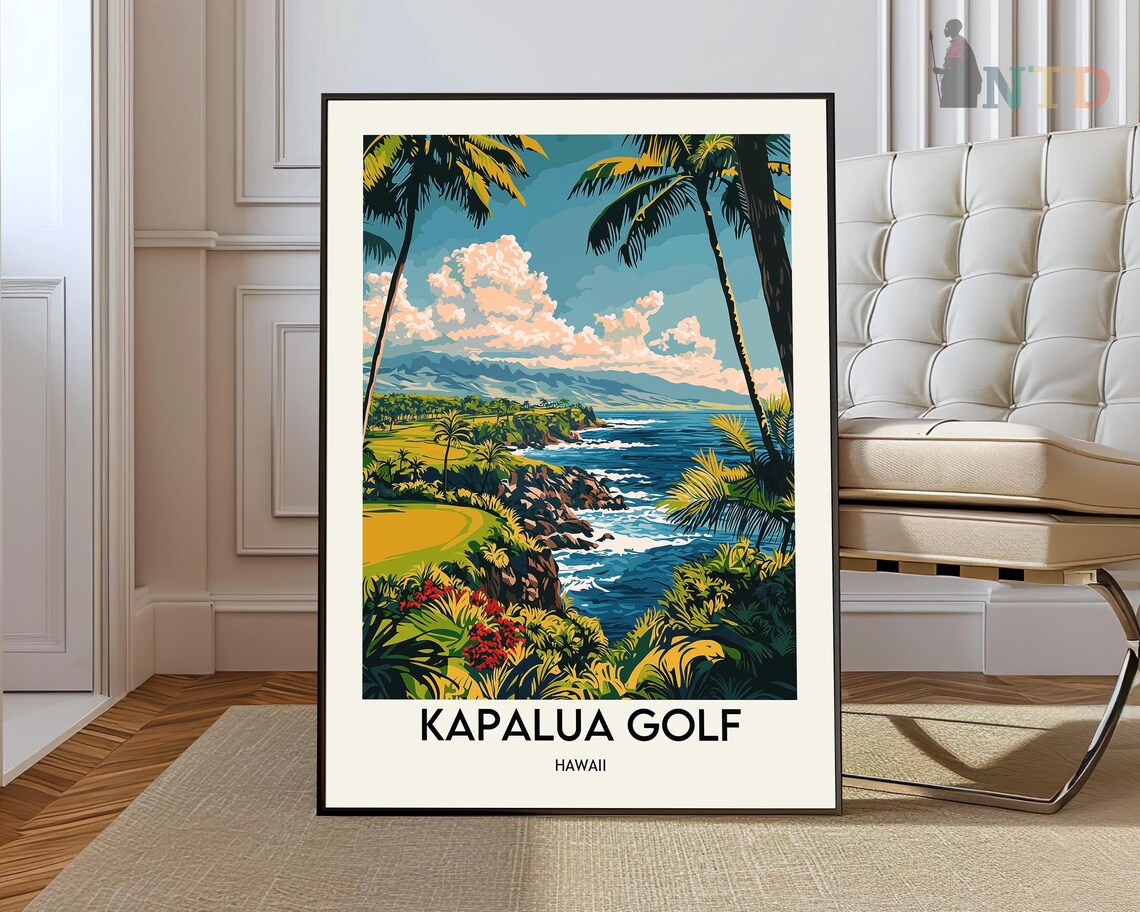 Kapalua Golf, Maui Hawaii Travel Poster Art Print