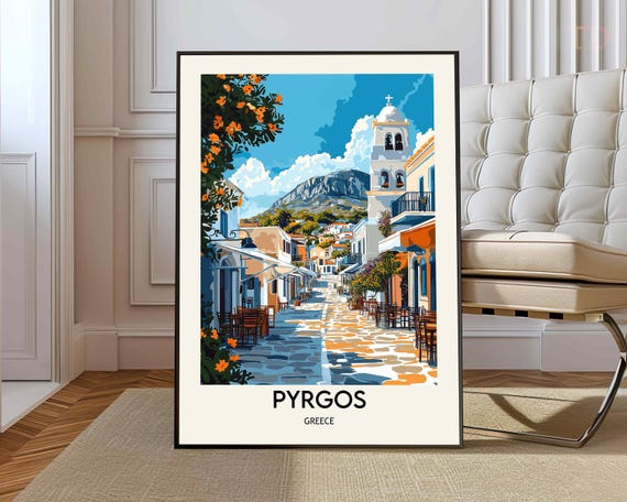 Pyrgos Travel Poster, Greece City Art Print
