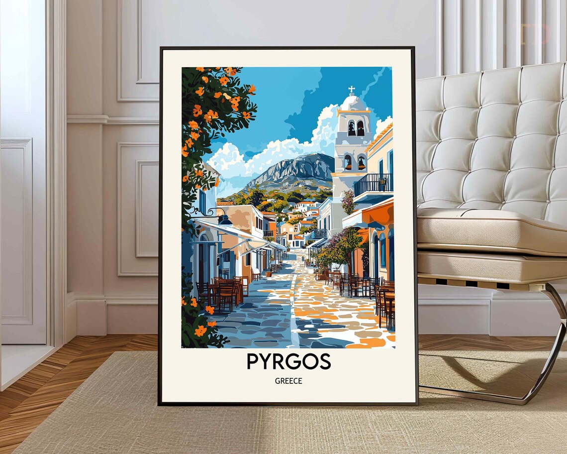 Pyrgos Travel Poster, Greece City Art Print