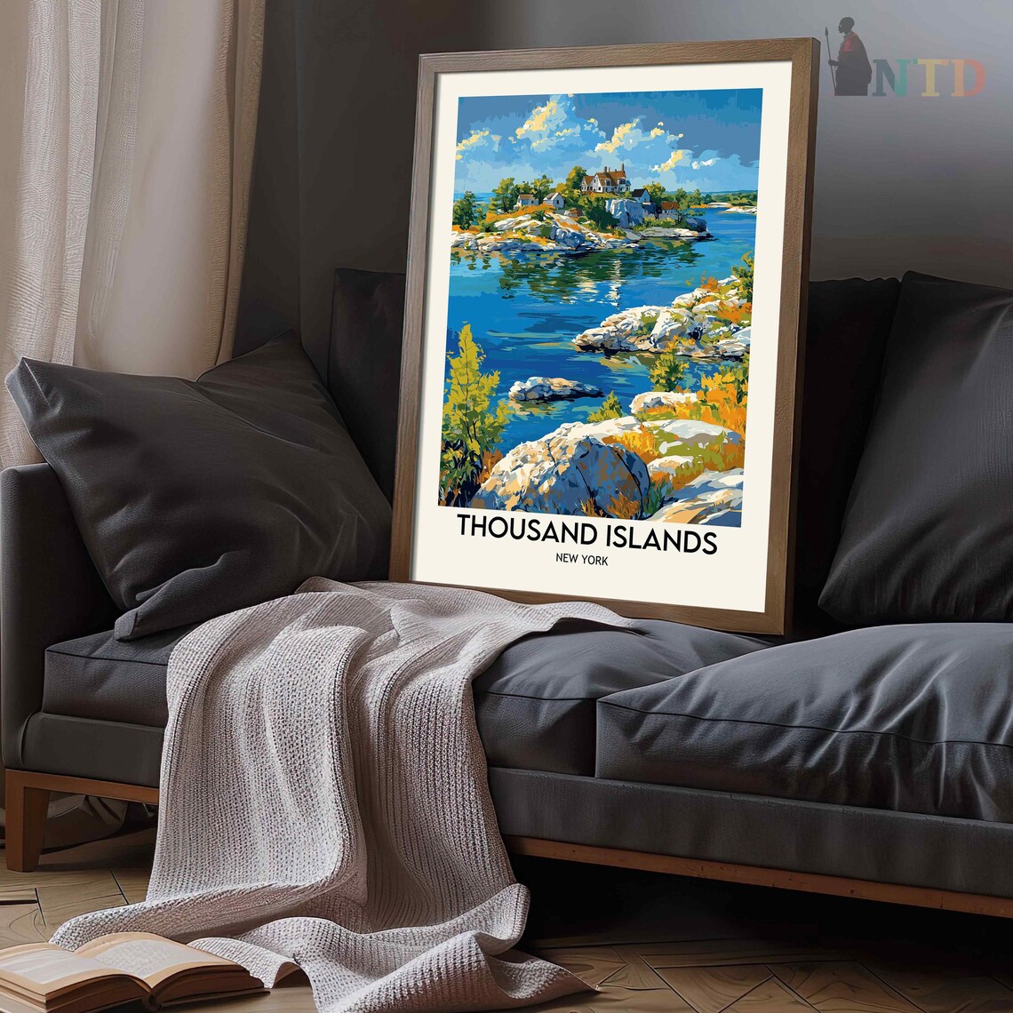 Thousand Islands Watercolor Travel Poster, Ontario - Image 3
