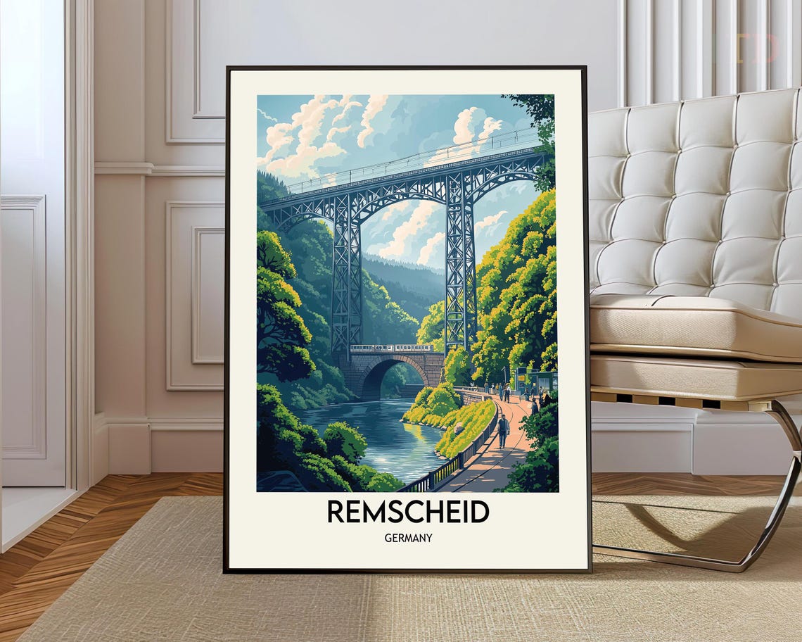 Remscheid Germany Historic Railway Viaduct River Valley Poster