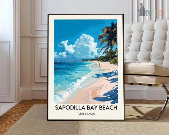 Sapodilla Bay Beach Poster Wall Art Print Photo The Bahamas