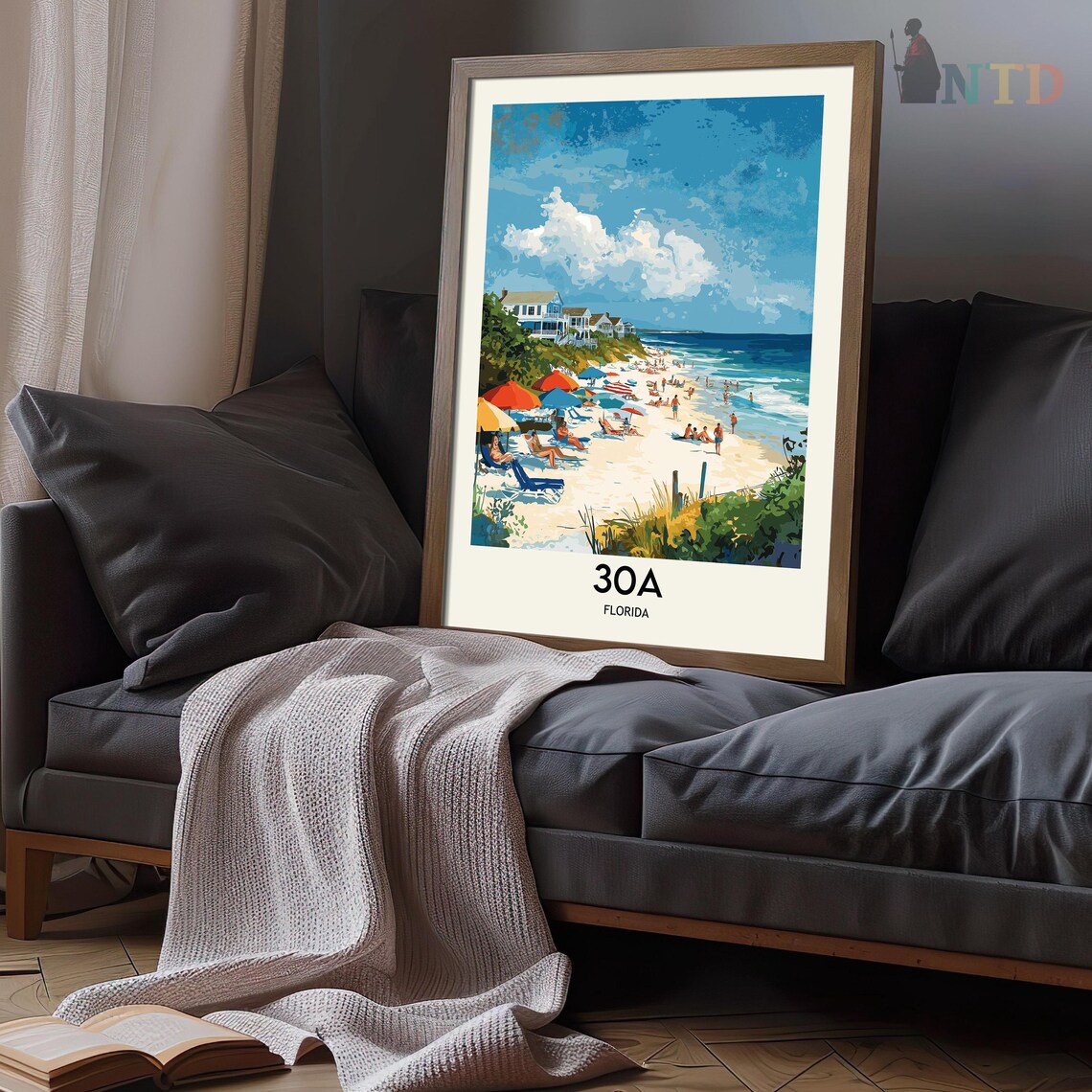 Sunny Beach Day With Colorful Umbrellas 30A Florida Travel Poster - Image 3