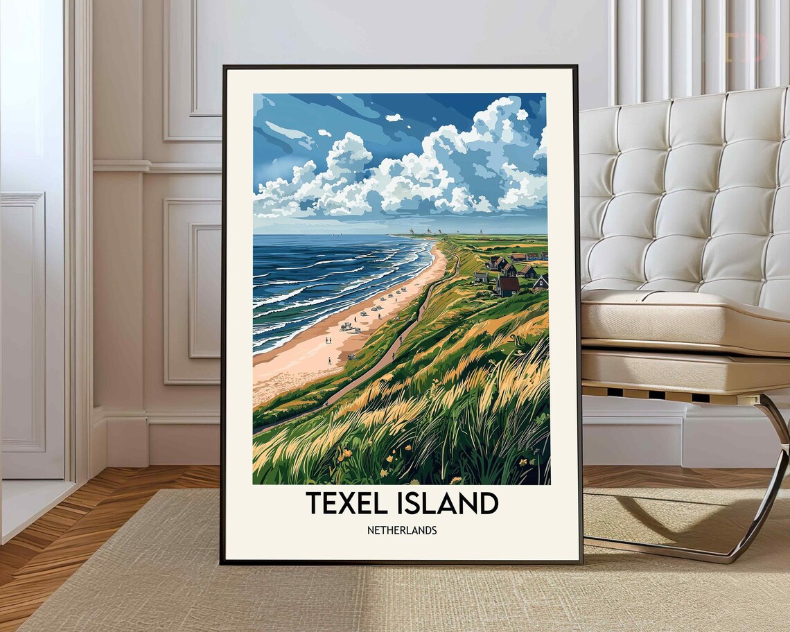 Texel Island Netherlands Beach Dunes Summer Coastal Travel Poster