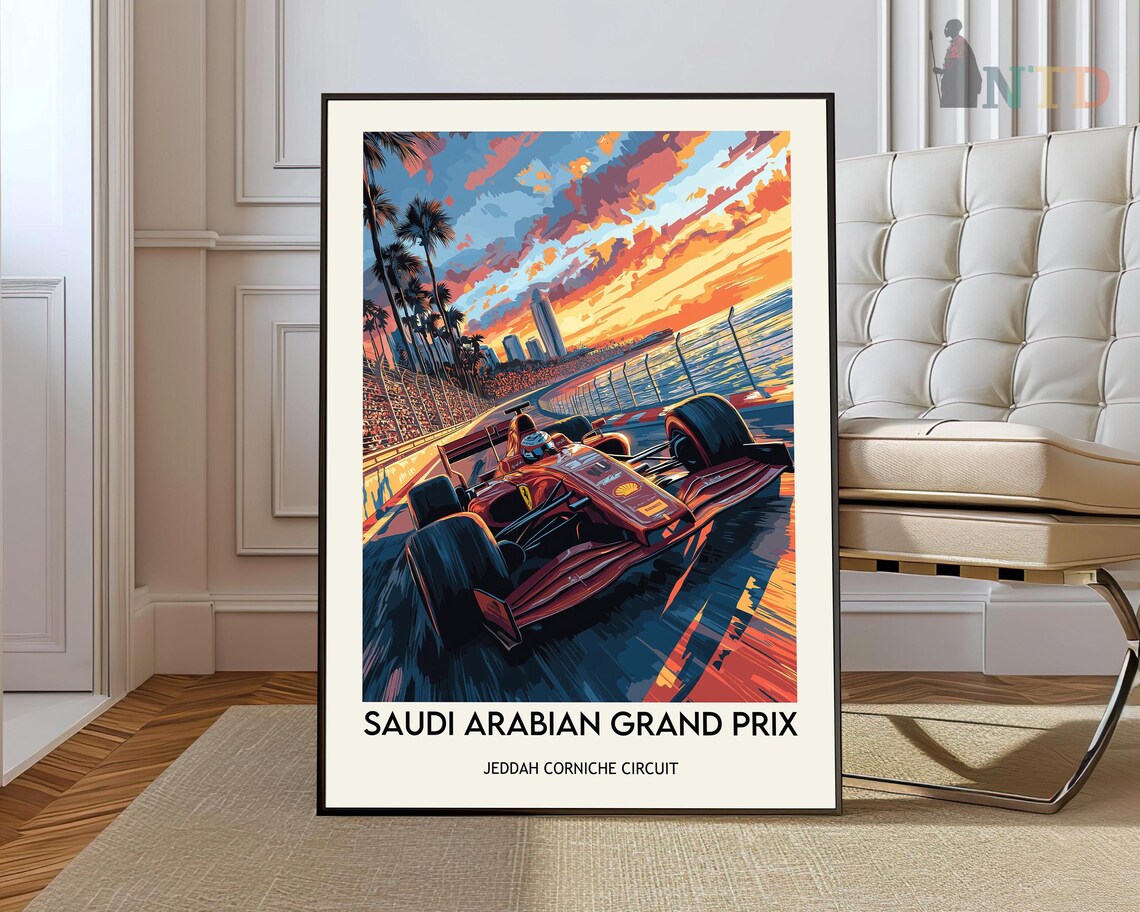 Saudi Arabian Grand Prix Jeddah Night Race Speed F1 Racing Poster